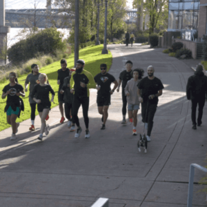 Video thumbnail of Portland joggers near a river