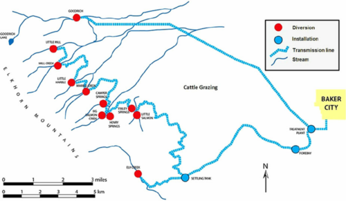 Water map near Baker City