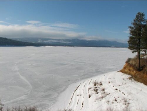 A frozen lake in Baker County