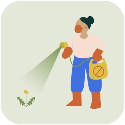 figure spraying weeds with herbicide