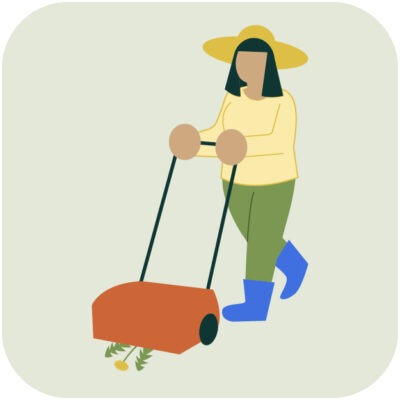 figure mowing weeds